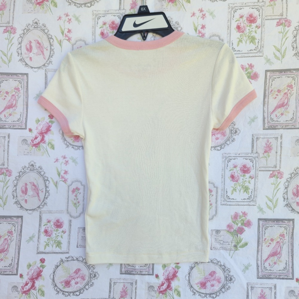 Kimchi Blue Too Perfect Baby Goat Graphic Ringer Baby Tee Urban Outfitters Small - Picture 7 of 9